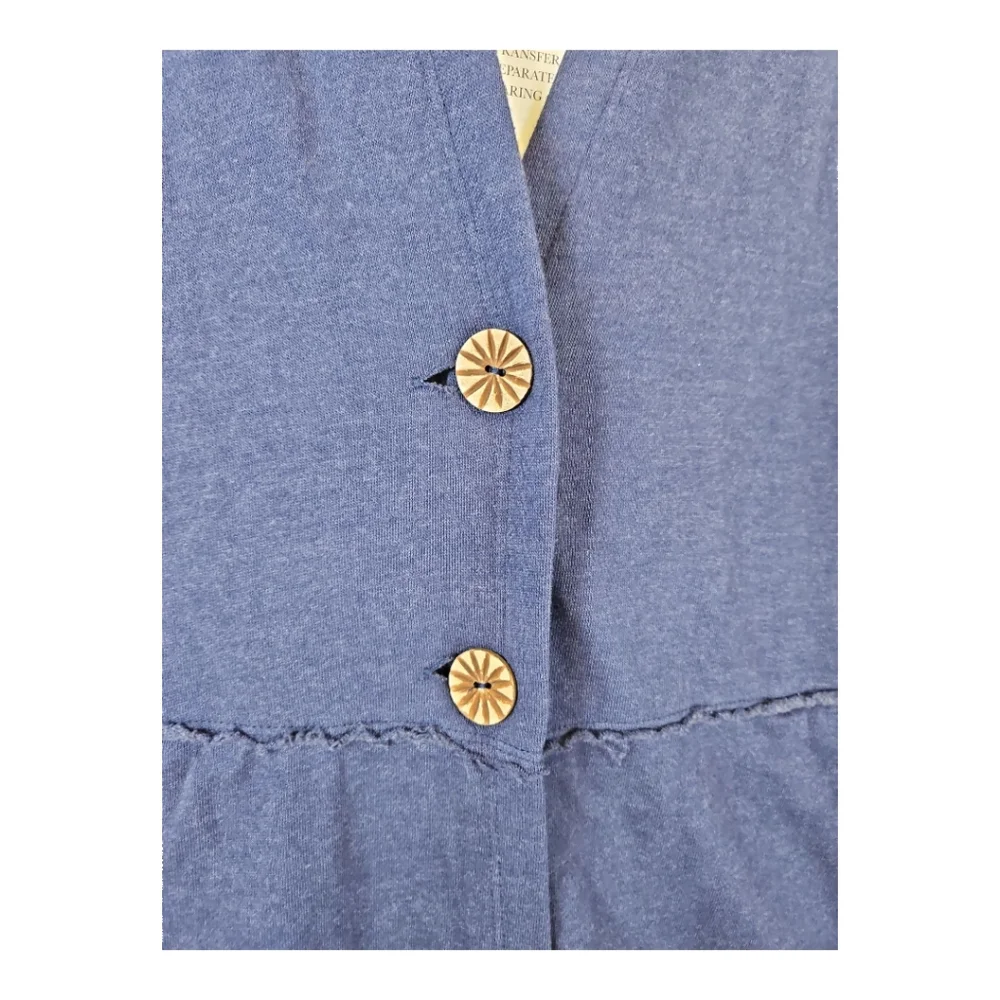 Coldwater Creek Heather Blue Raw Hem Fleece 2 Button Jacket Size M - Picture 3 of 9